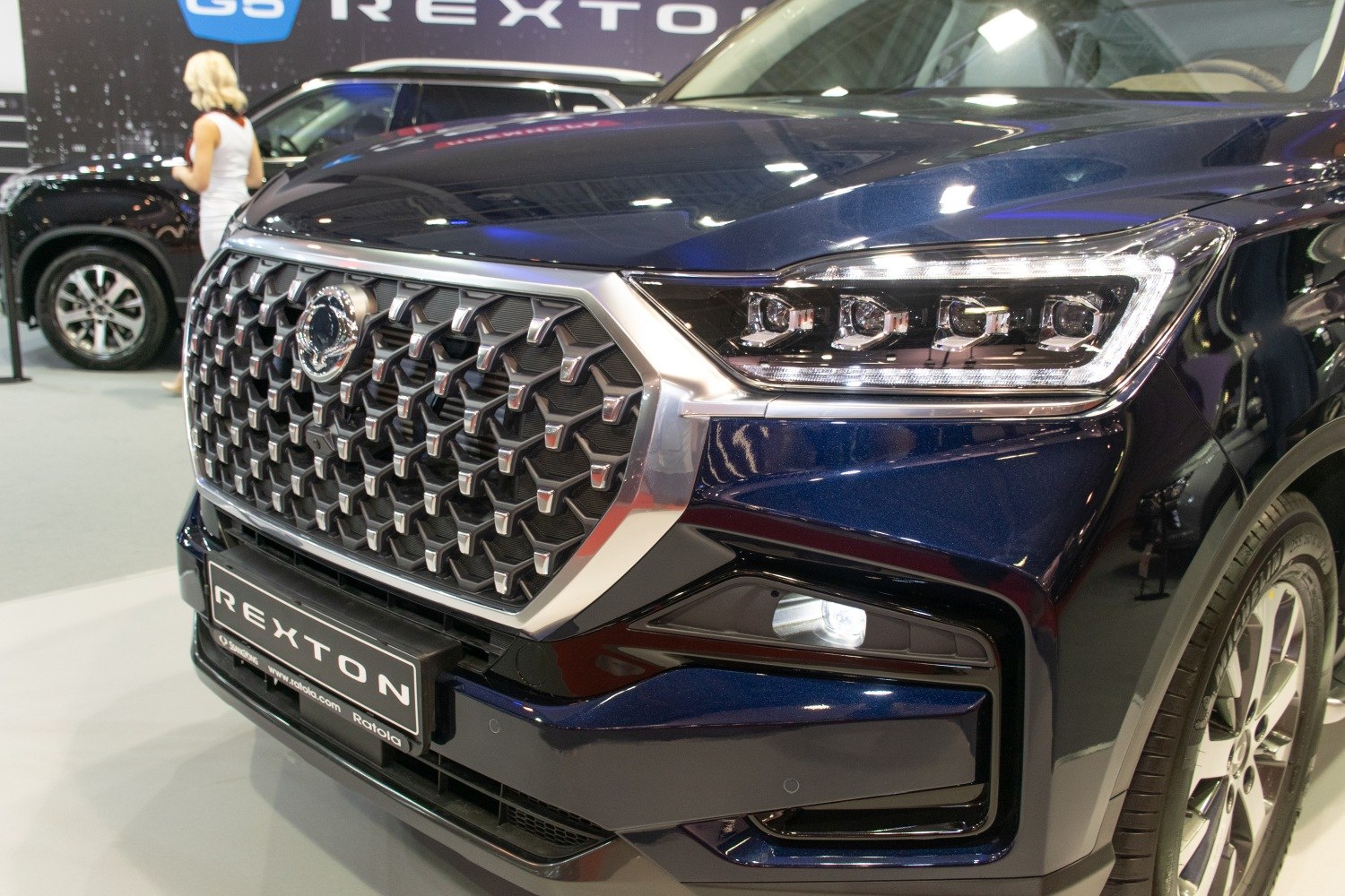 Front grille and LED headlights with distinctive design