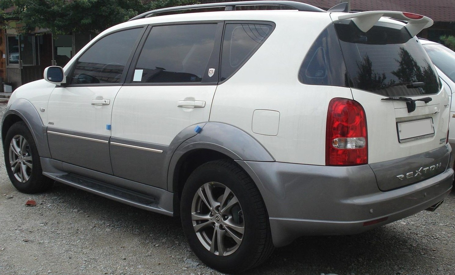 SUV rear and side profile with two-tone cladding and tinted windows
