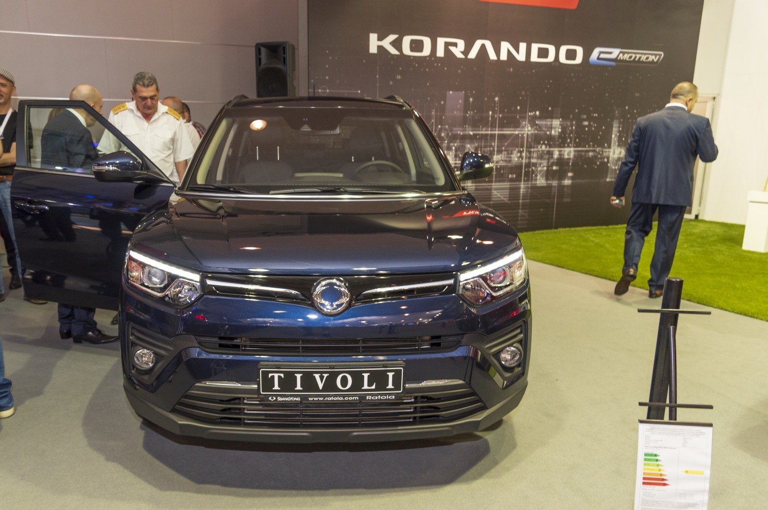 Front view with LED headlights and prominent grille