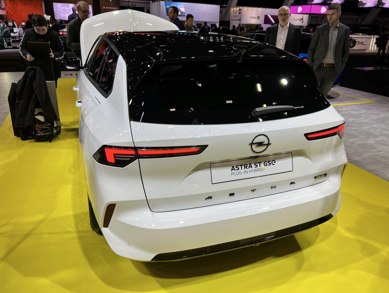 Rear view of hatchback with sleek LED taillights and plug-in hybrid badge