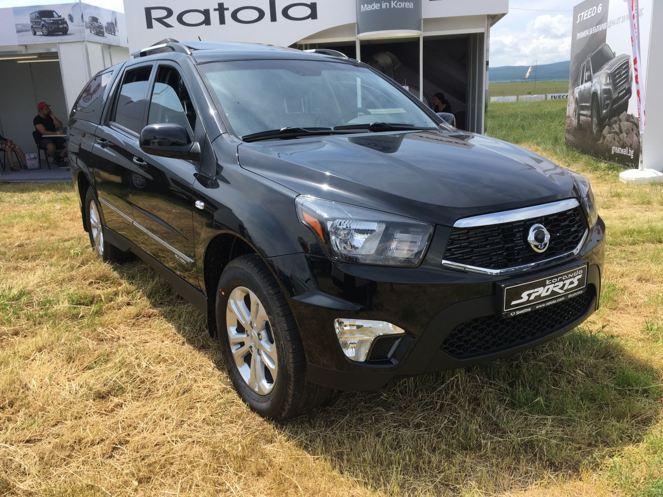 Front angle view with headlights and grille