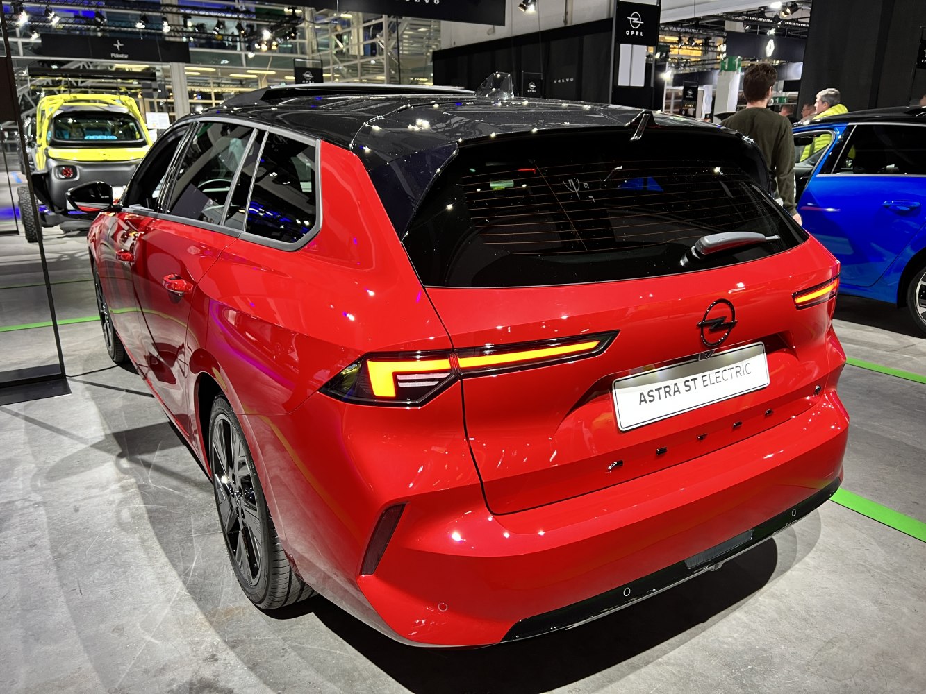 Rear view of a sporty estate with distinctive LED tail lights.