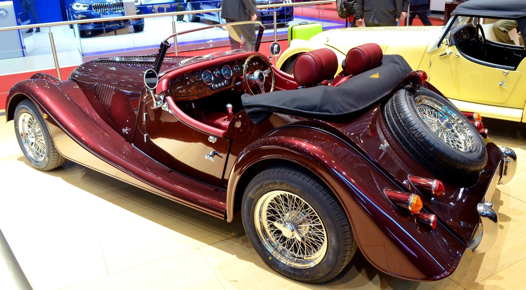Convertible roadster with wire wheels and wooden dashboard