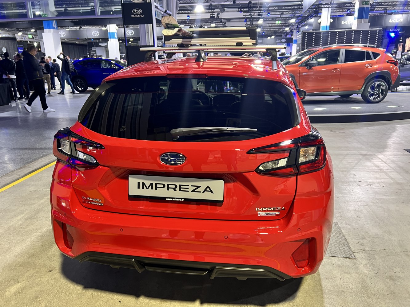 Rear view and roof rack of a modern hatchback