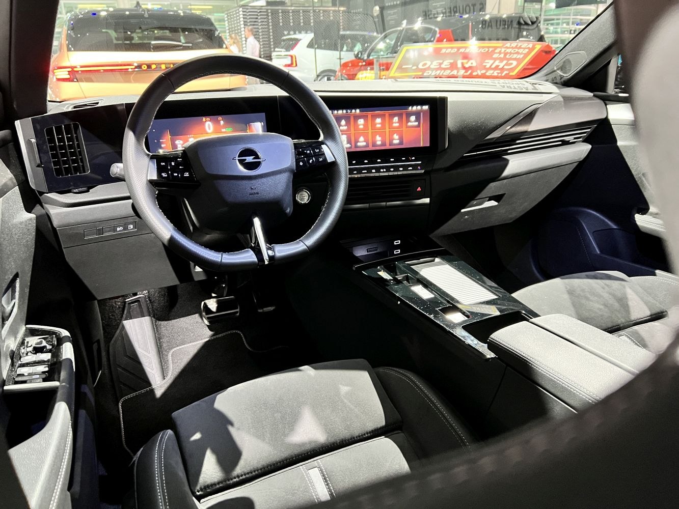 Digital cockpit and touchscreen display in a modern car interior