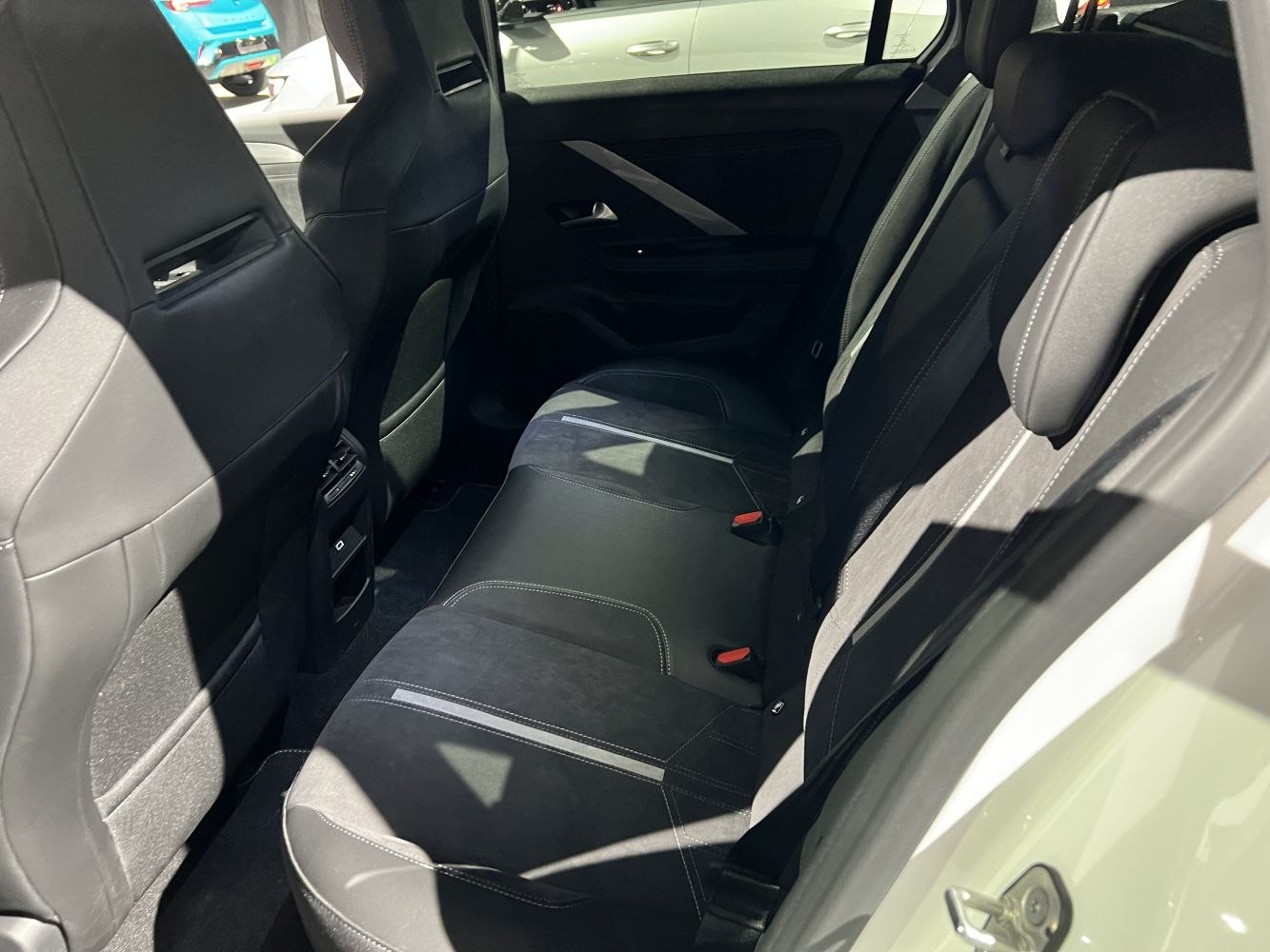 Rear seat interior with modern upholstery and spacious design