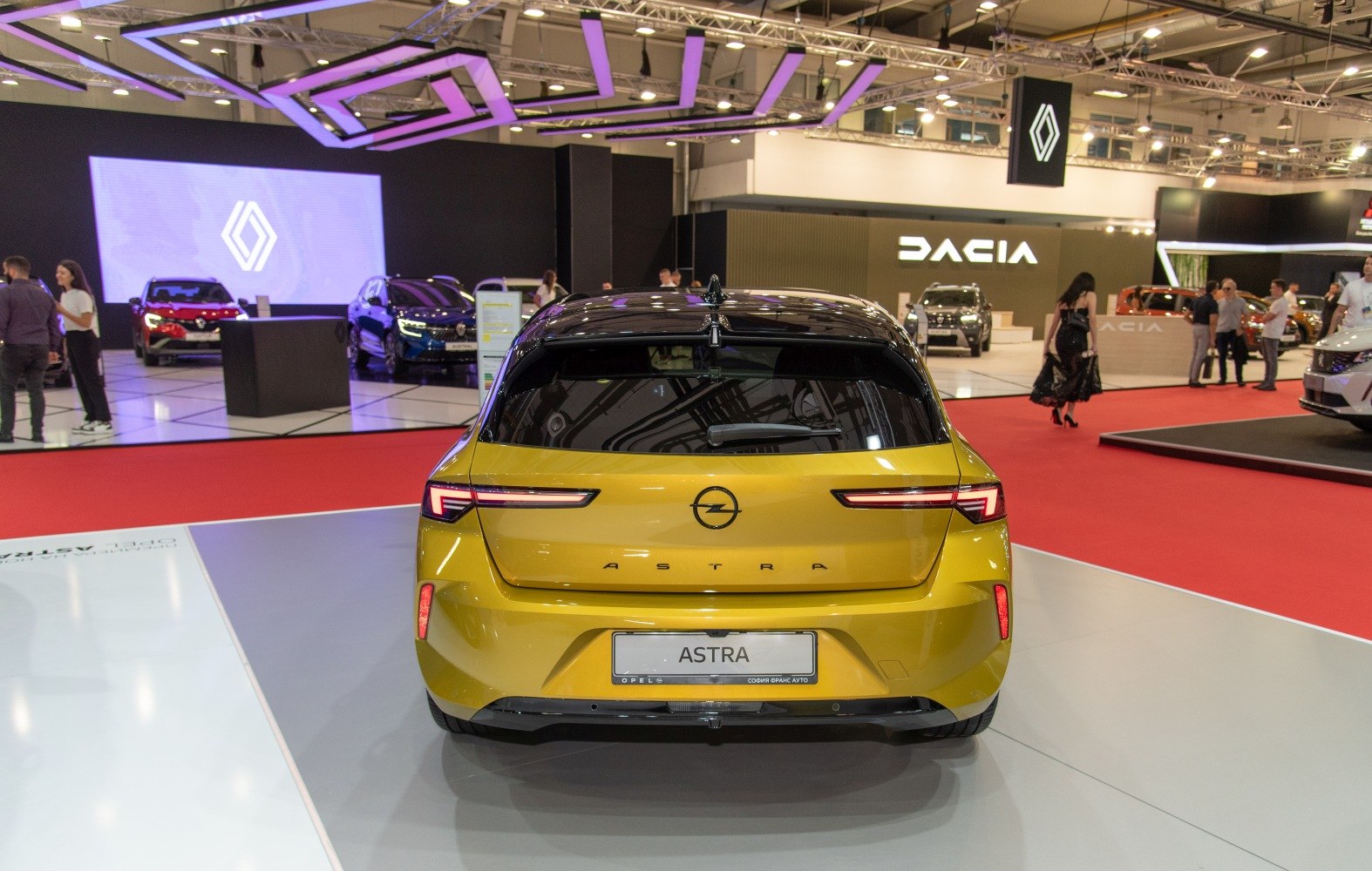 Rear view of hatchback with sleek taillights and sporty design
