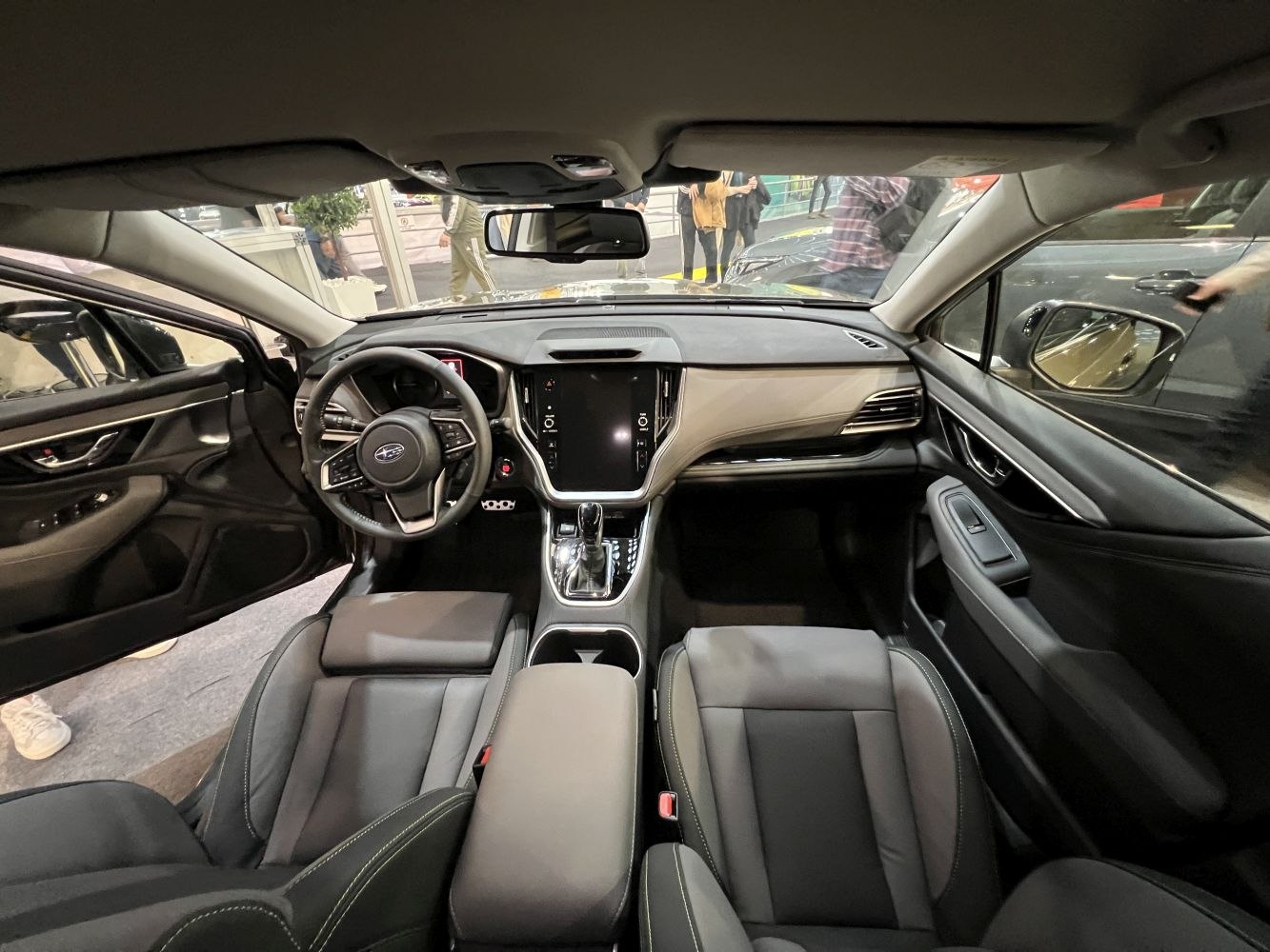 Modern car interior with dashboard and steering wheel