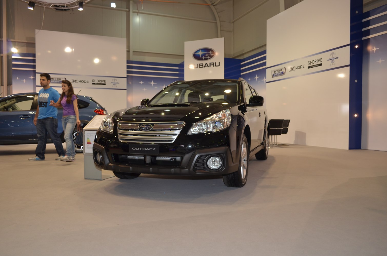 Front view with chrome grille and clear headlights