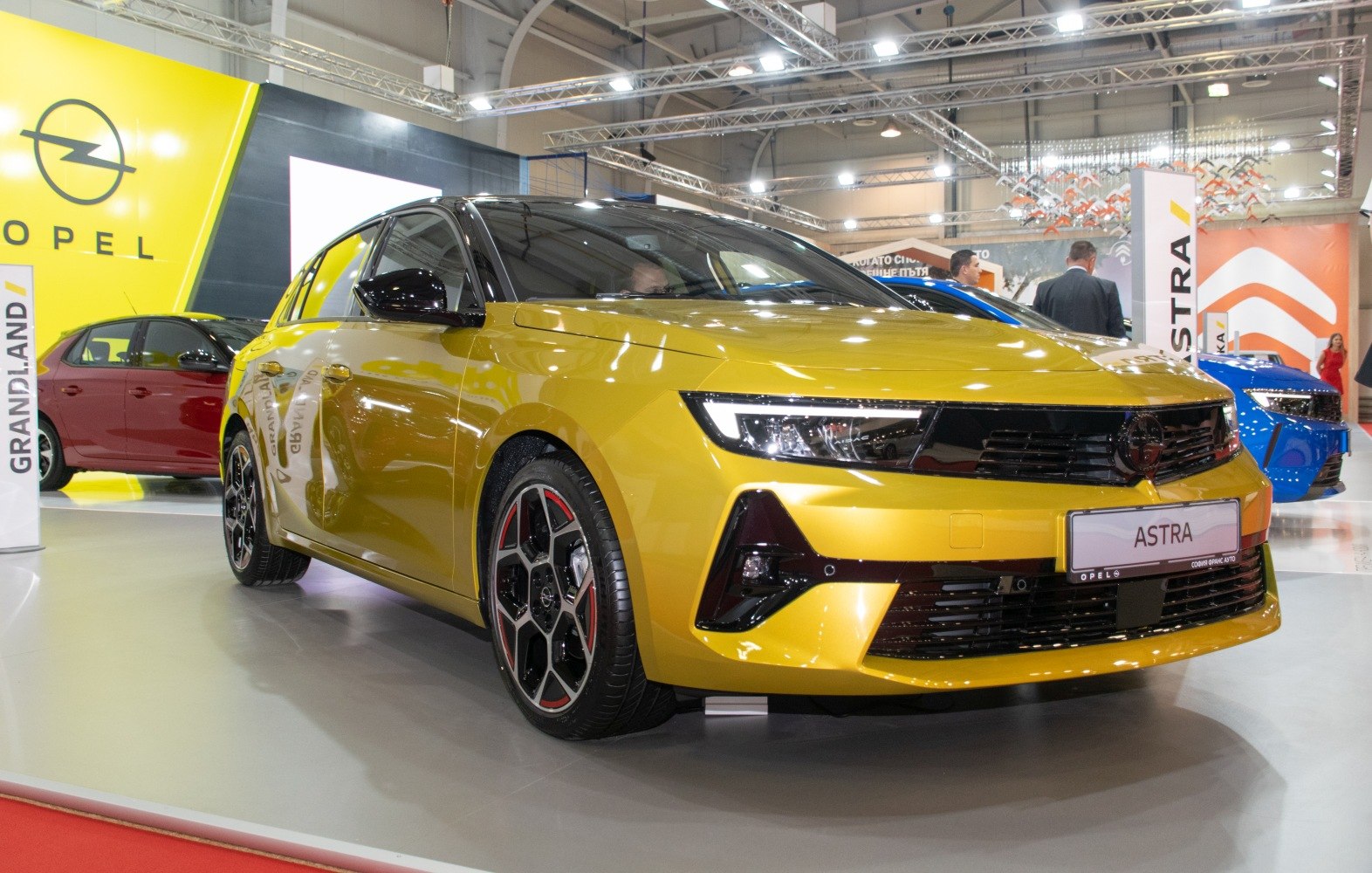 Yellow hatchback with LED headlights and sporty alloy wheels