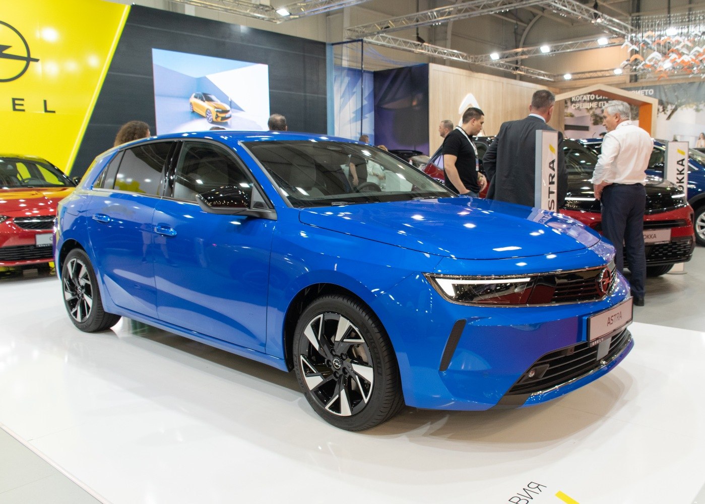 Blue hatchback with LED headlights and alloy wheels