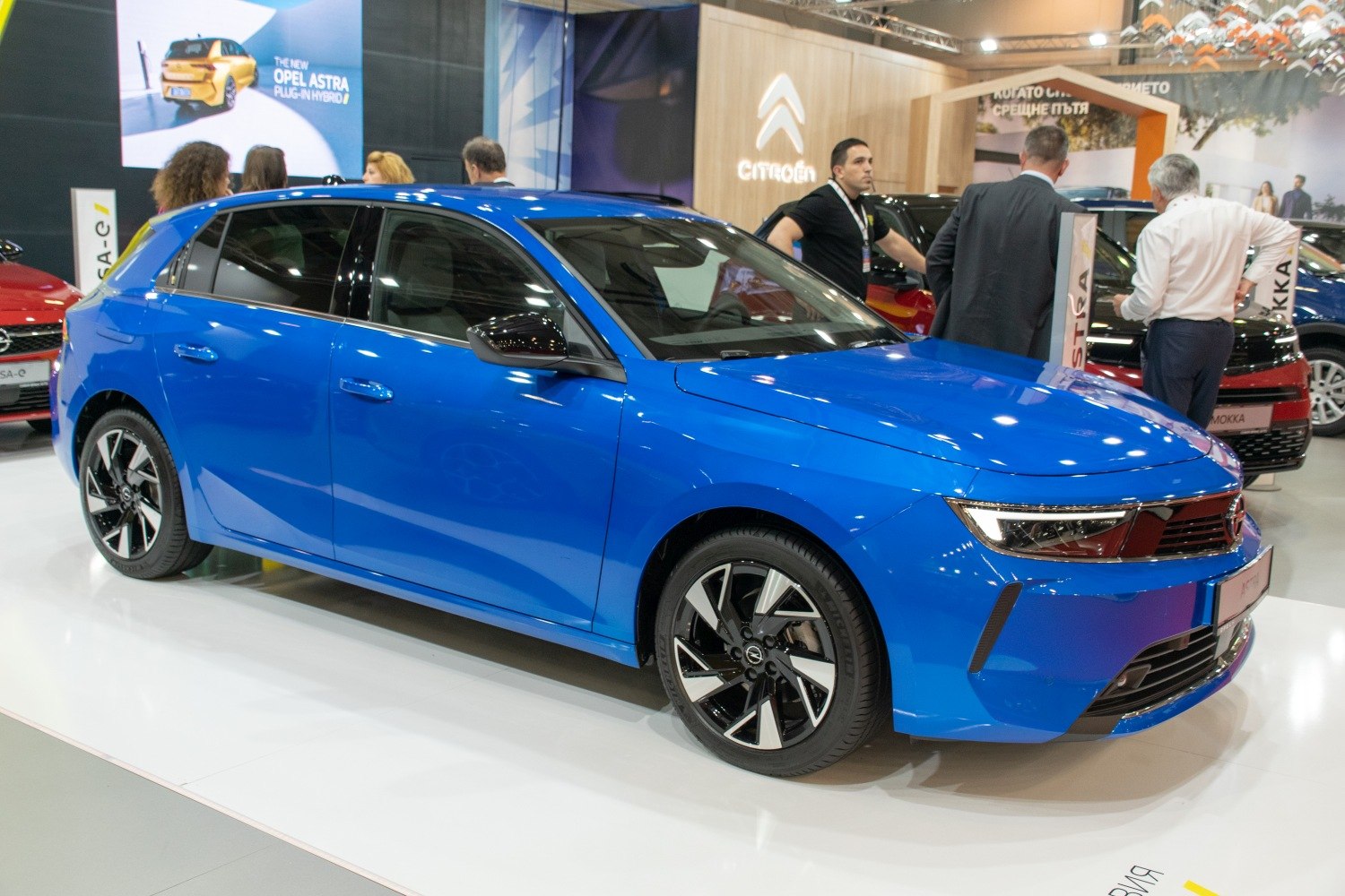 Blue hatchback with sharp LED headlights and stylish alloy wheels