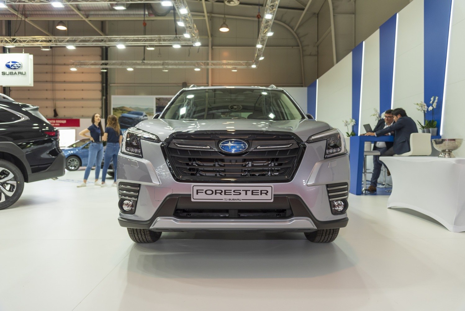 Front view with black grille and LED headlights