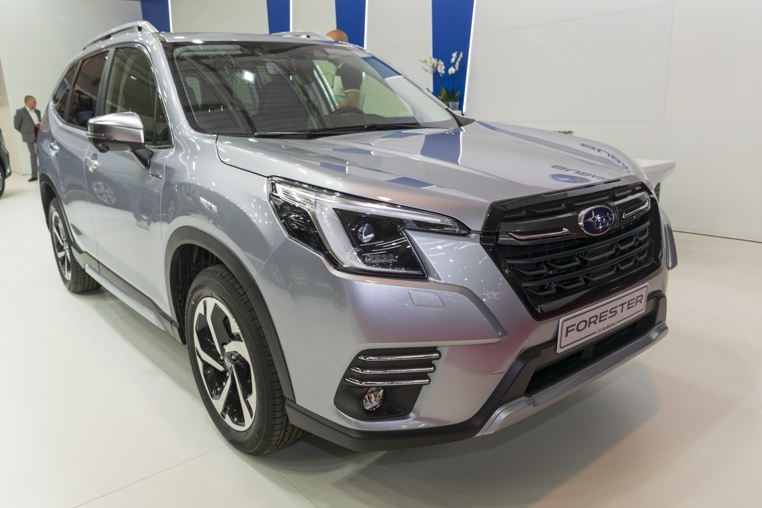 Front and side view of SUV with black grille and modern headlights