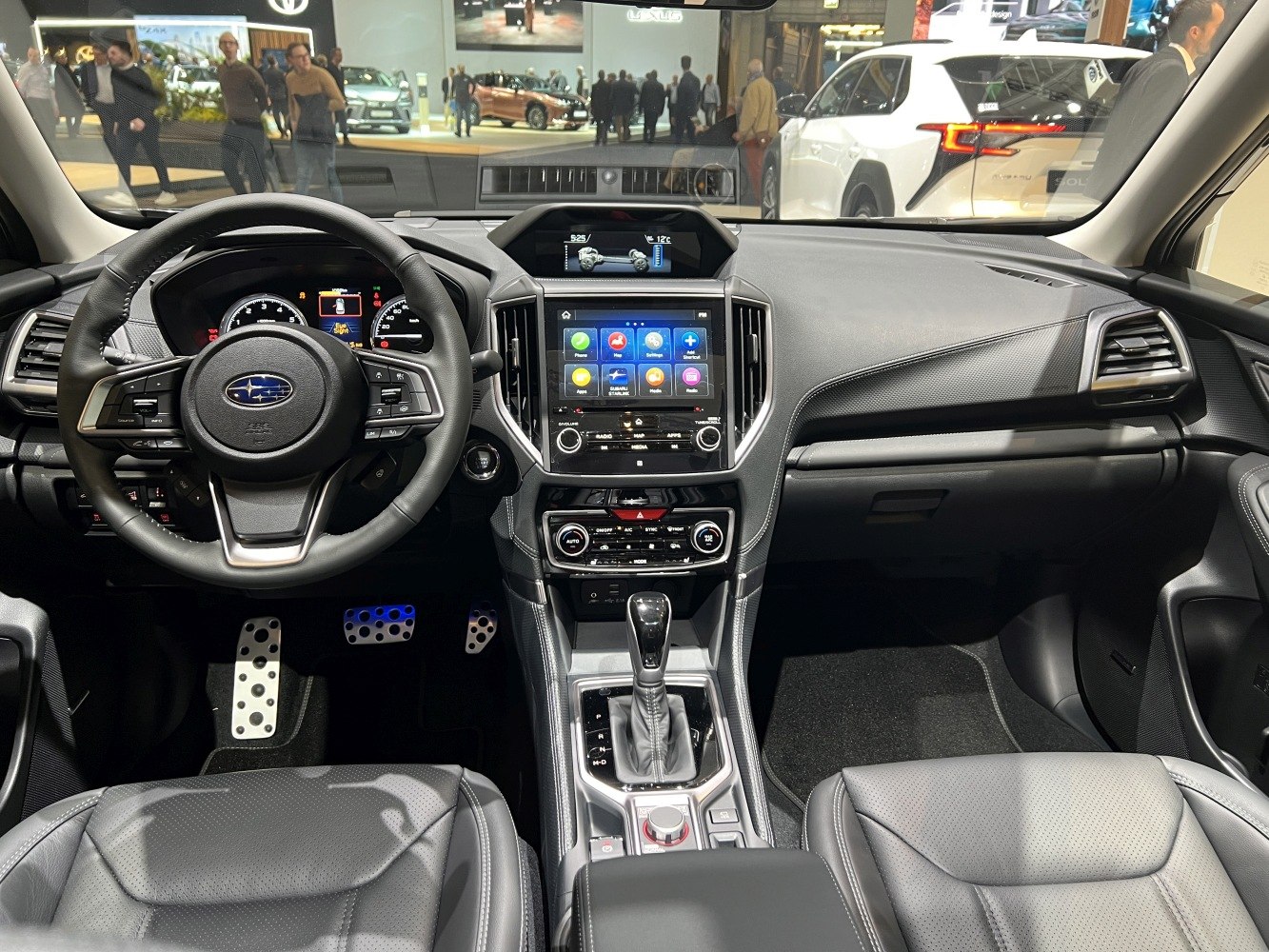 Modern car interior with digital display and infotainment system