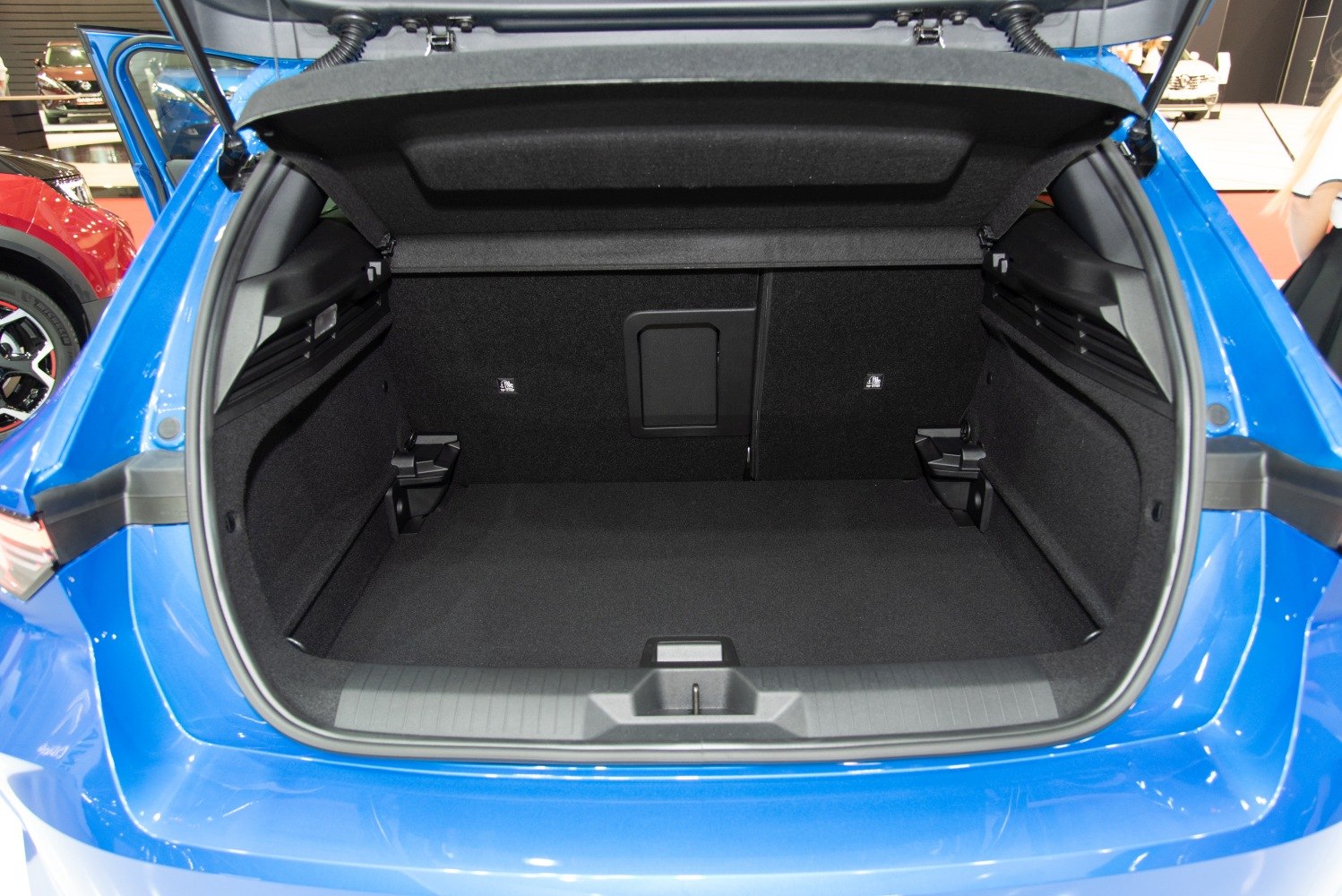 Open trunk space of a modern hatchback showing spacious cargo area