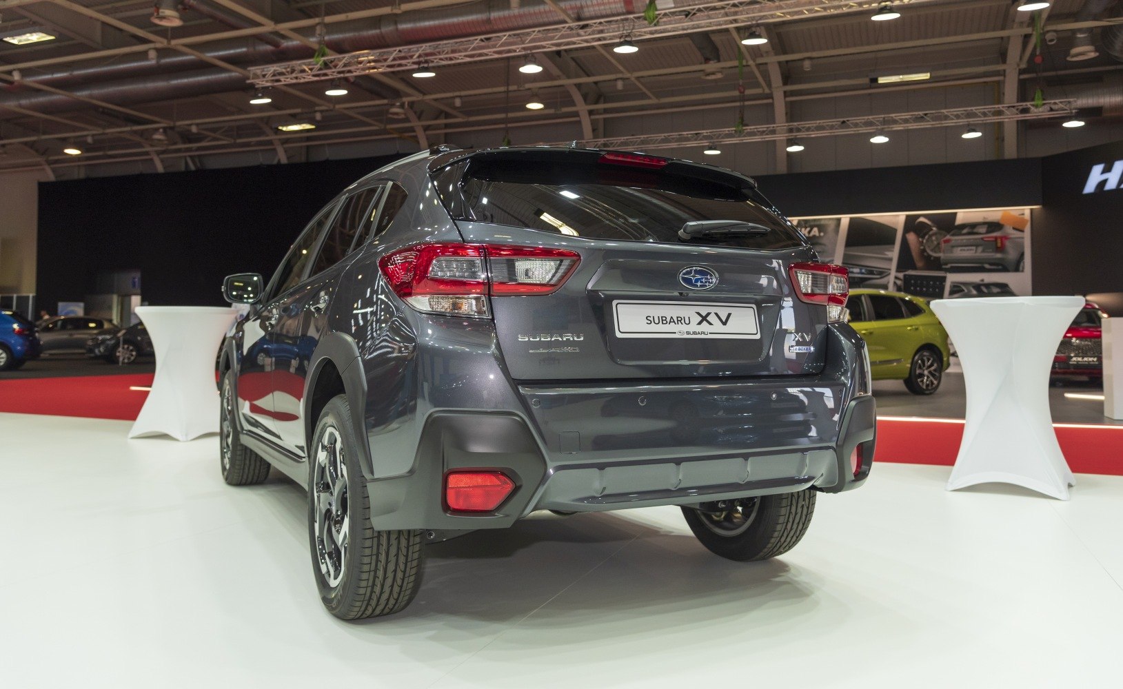 Rear view of crossover SUV with distinct taillights and bumper design