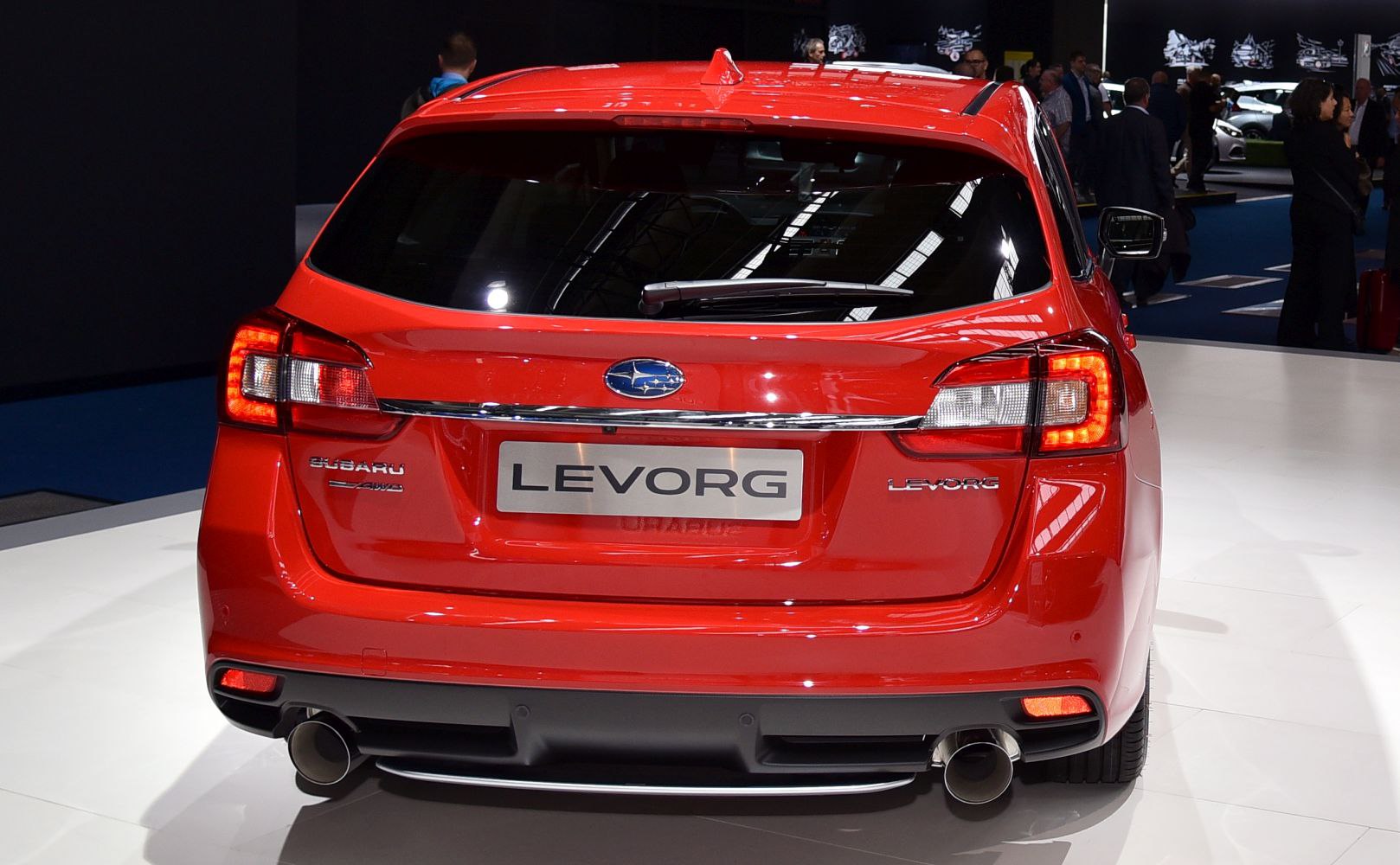 Rear view and dual exhaust design of a sporty wagon