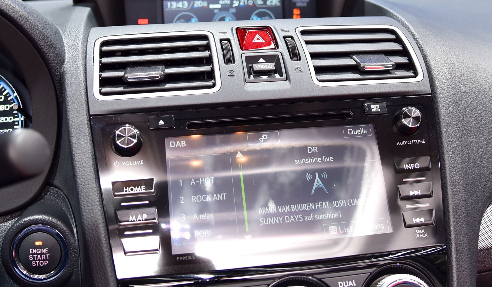Touchscreen multimedia system, air vents, engine start-stop button