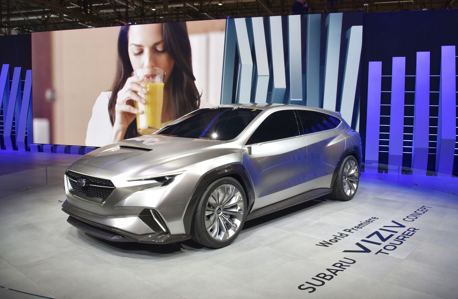 Sleek silver SUV concept with aerodynamic design and tinted windows