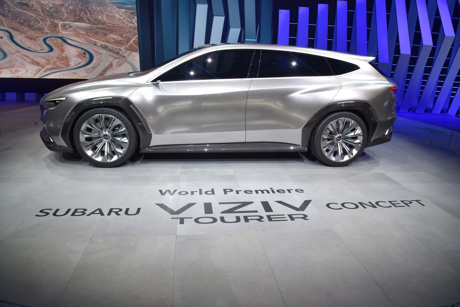 Futuristic SUV with sleek side profile and large alloy wheels