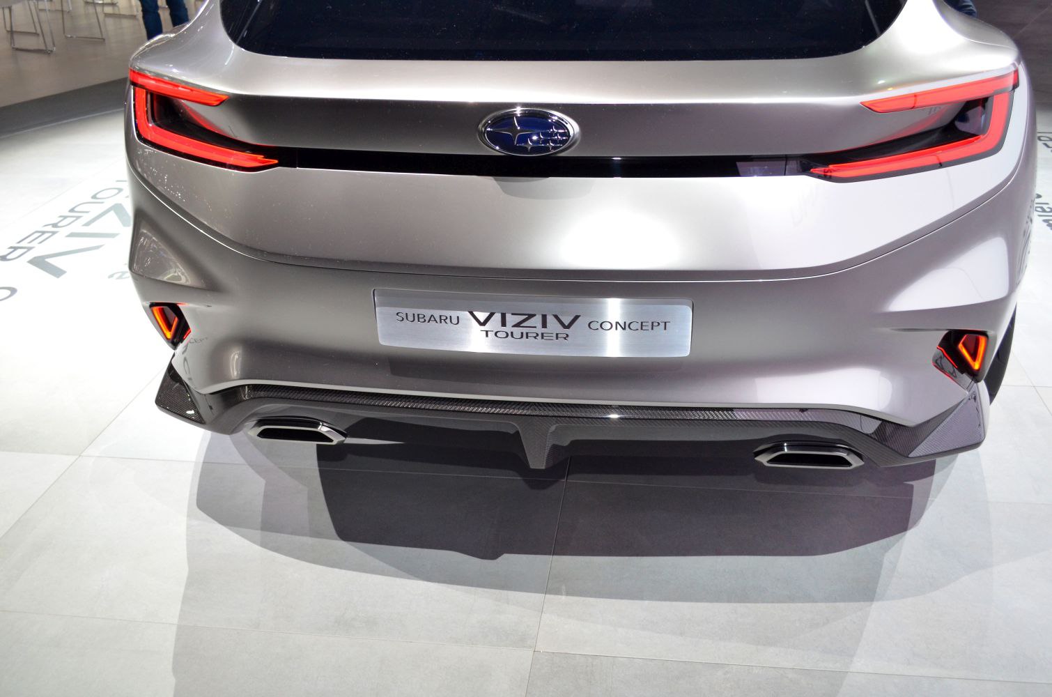 Rear design with LED tail lights and dual exhaust tips