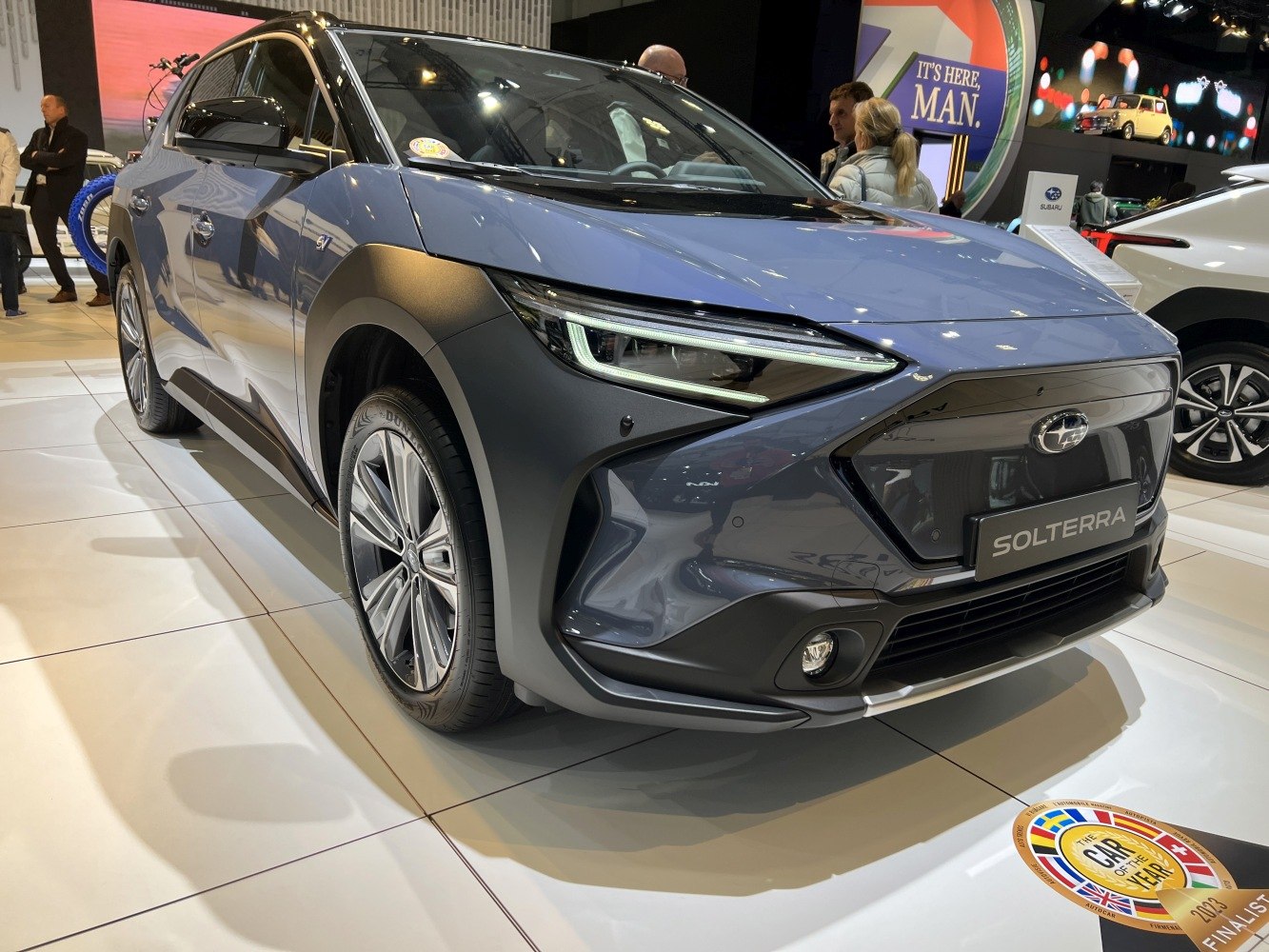 Sleek front view with LED headlights and aerodynamic design
