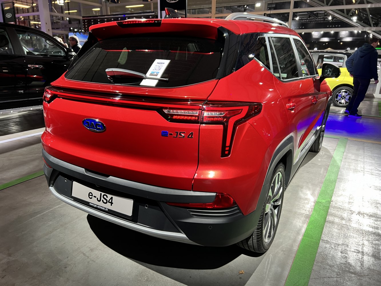 Rear view of electric SUV with LED taillights and modern design