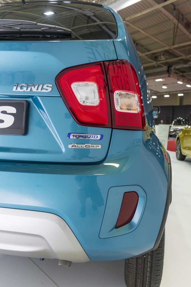 Rear tail light and Hybrid AllGrip badges on a compact SUV