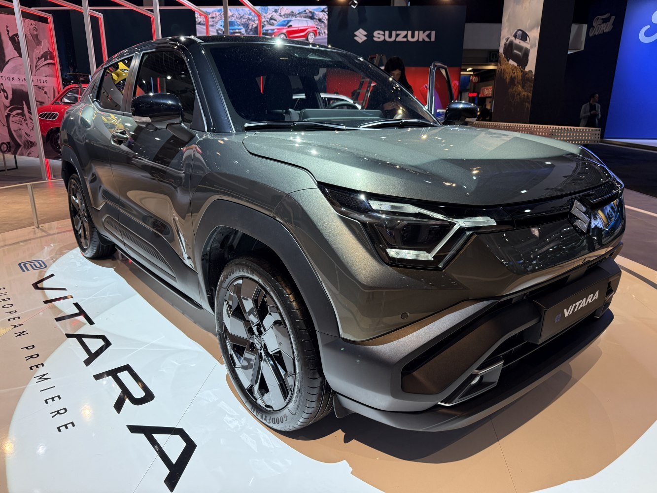 SUV front design with sharp LED headlights and alloy wheels