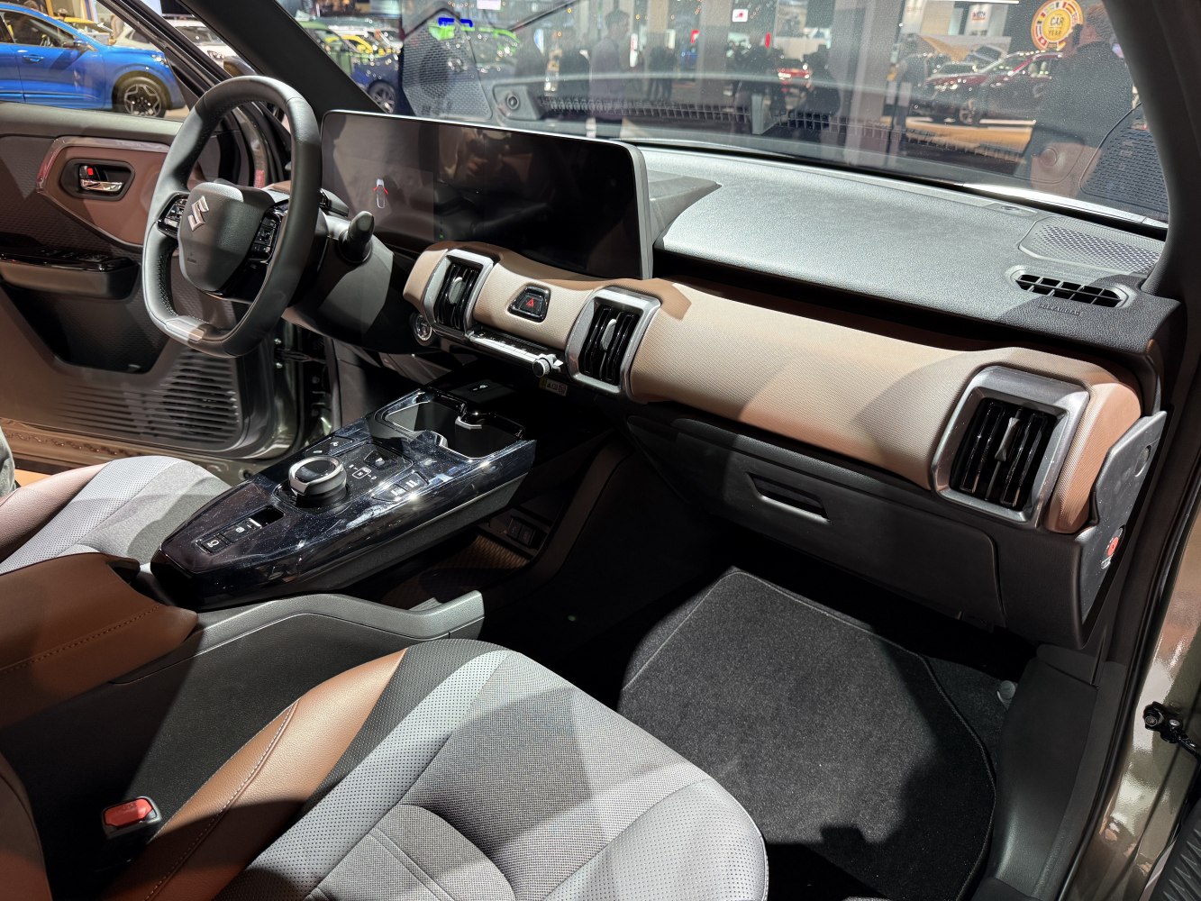 Modern interior dashboard with digital display and center console controls