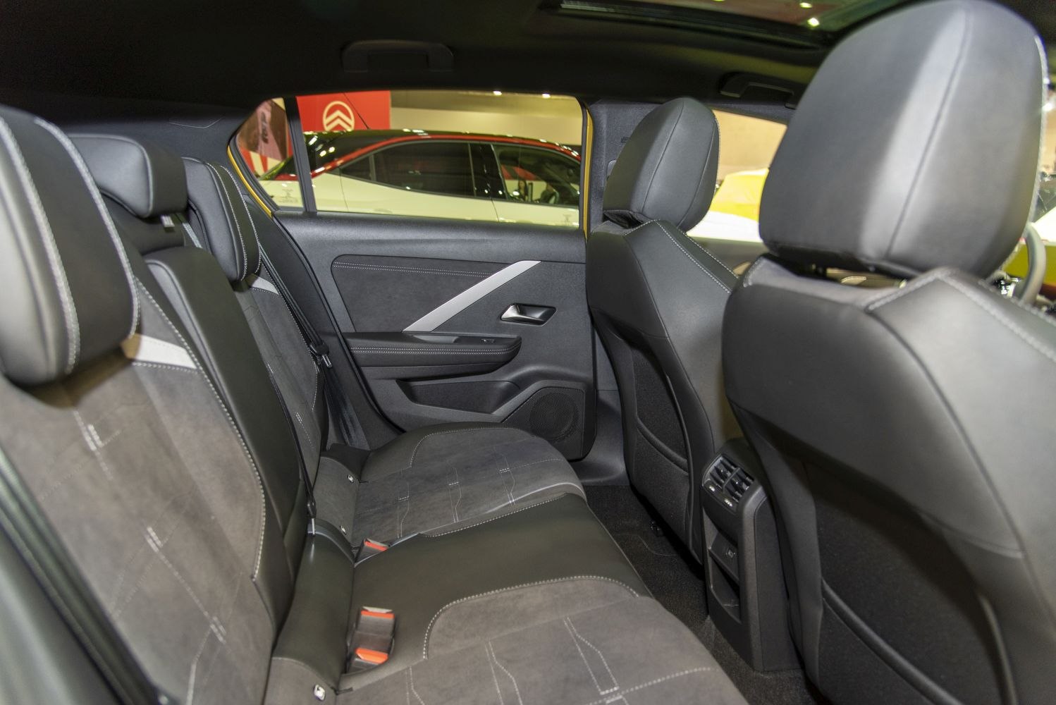 Rear seat interior with premium upholstery and modern design
