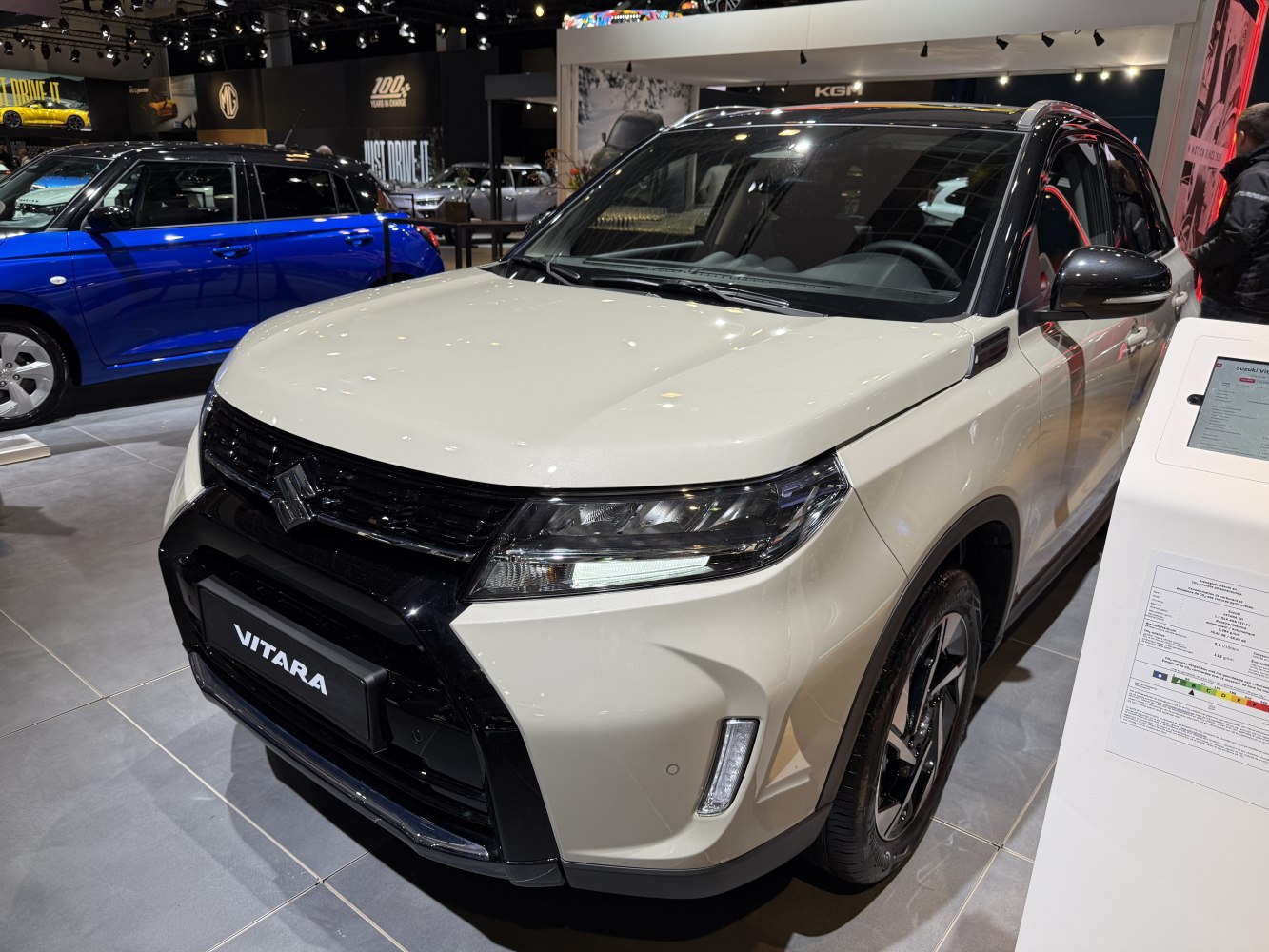 Front view with LED headlights and black grille design
