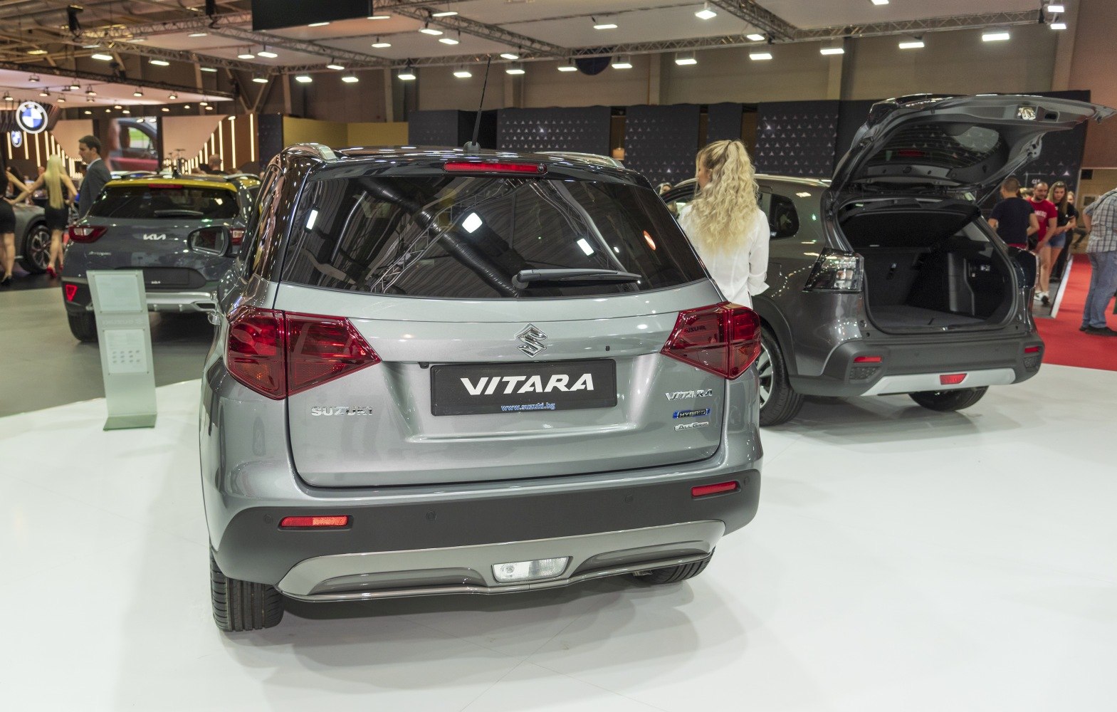 Rear view and open trunk of a modern compact SUV