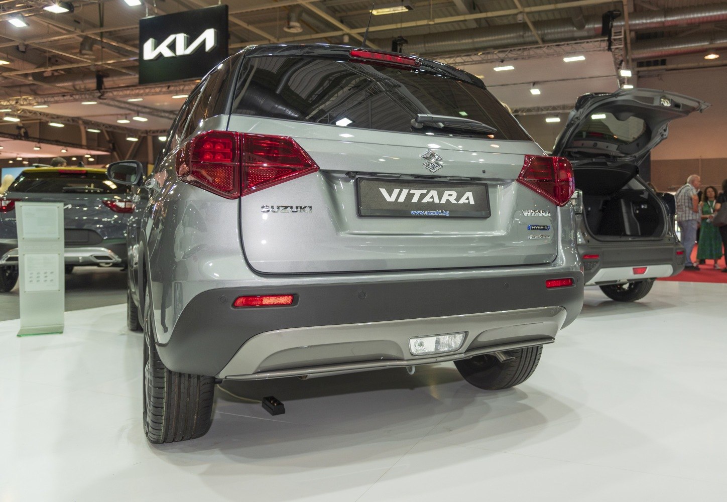 Rear view of compact SUV with hybrid badge and modern taillight design