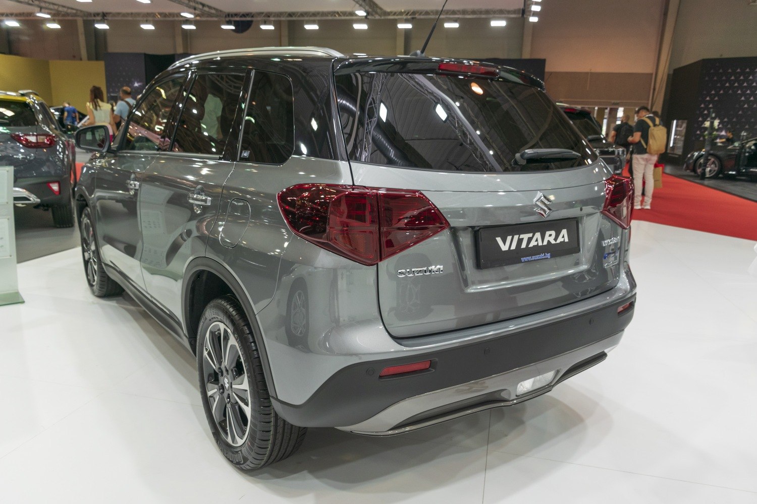 Rear view of compact SUV with distinctive taillights and alloy wheels