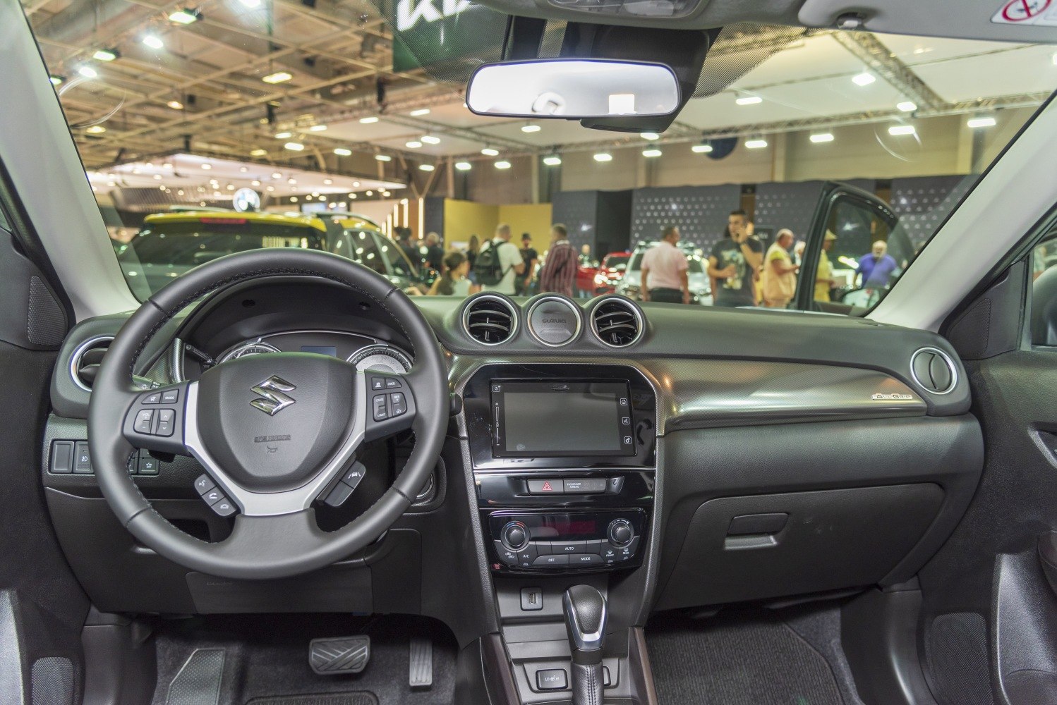 Modern dashboard and multifunction steering wheel with infotainment system