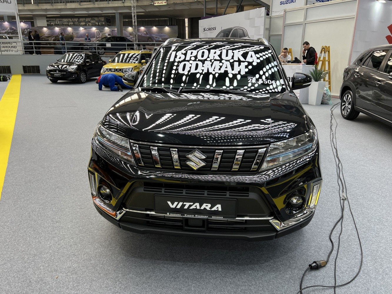 Front view with distinctive grille and LED headlights of a modern SUV
