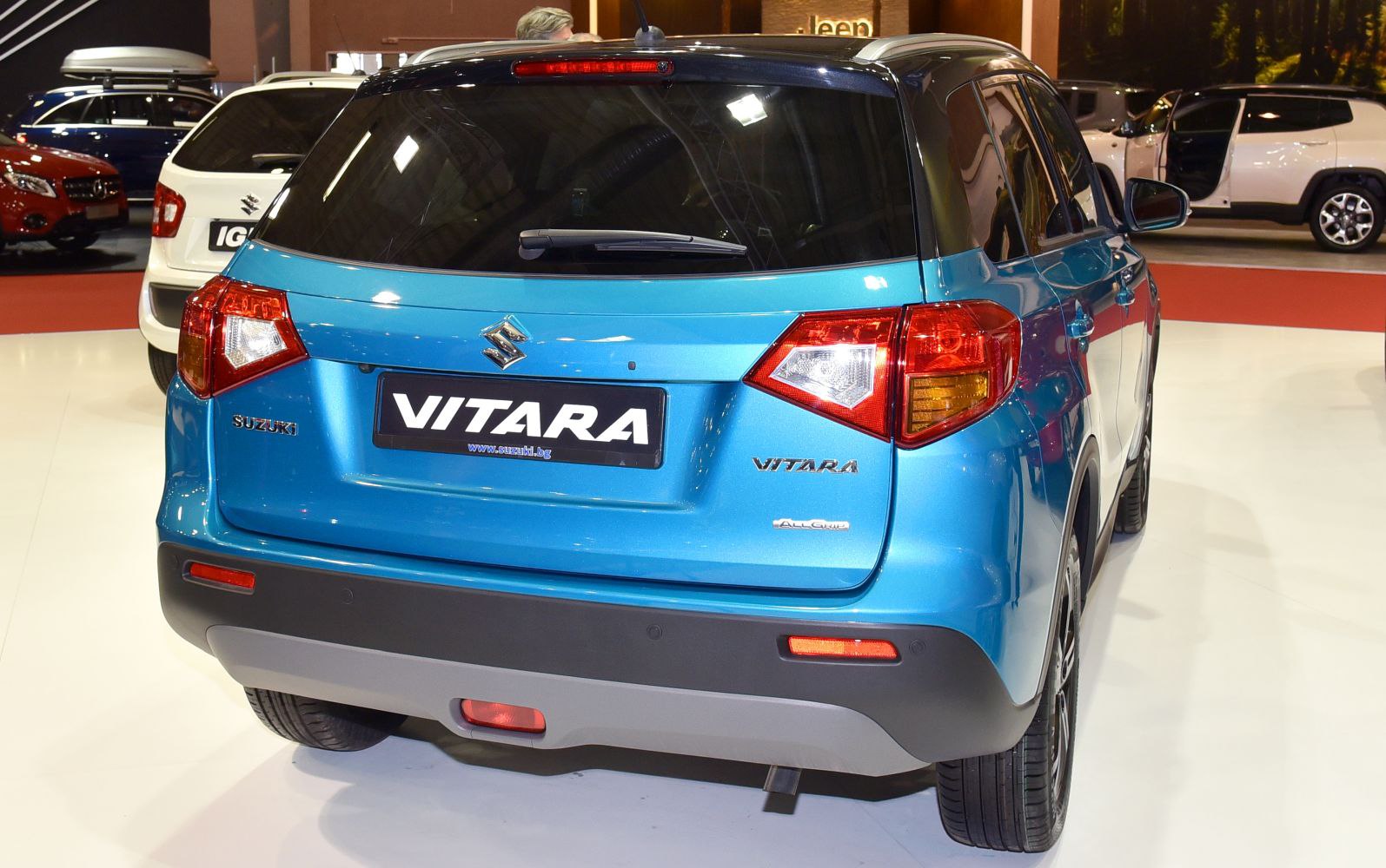 Rear view showing distinct taillights and compact SUV design.