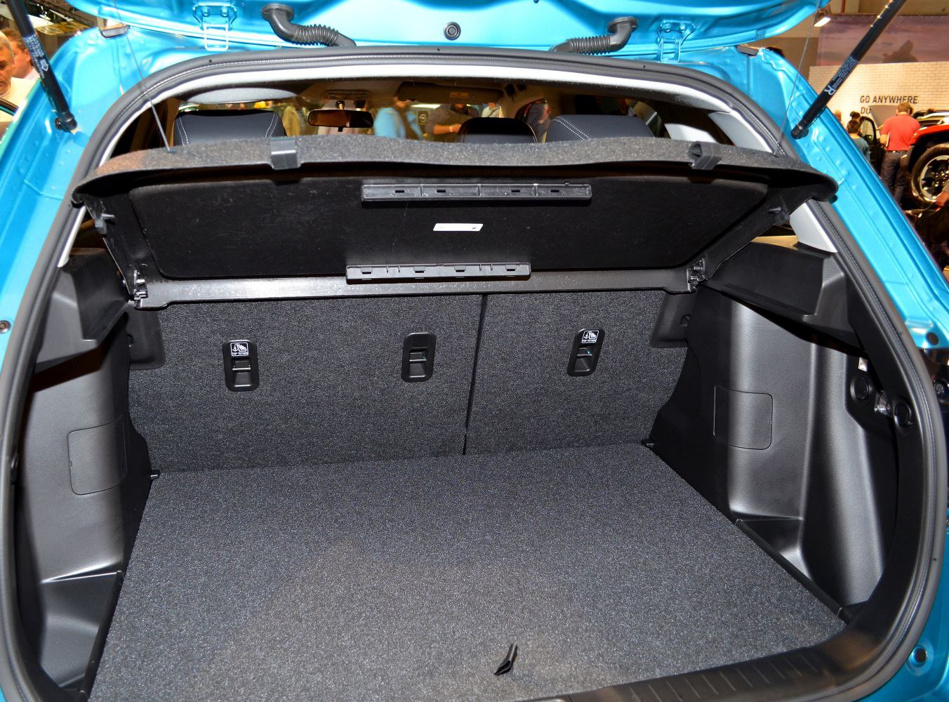 Spacious trunk interior with foldable rear seats and practical storage features