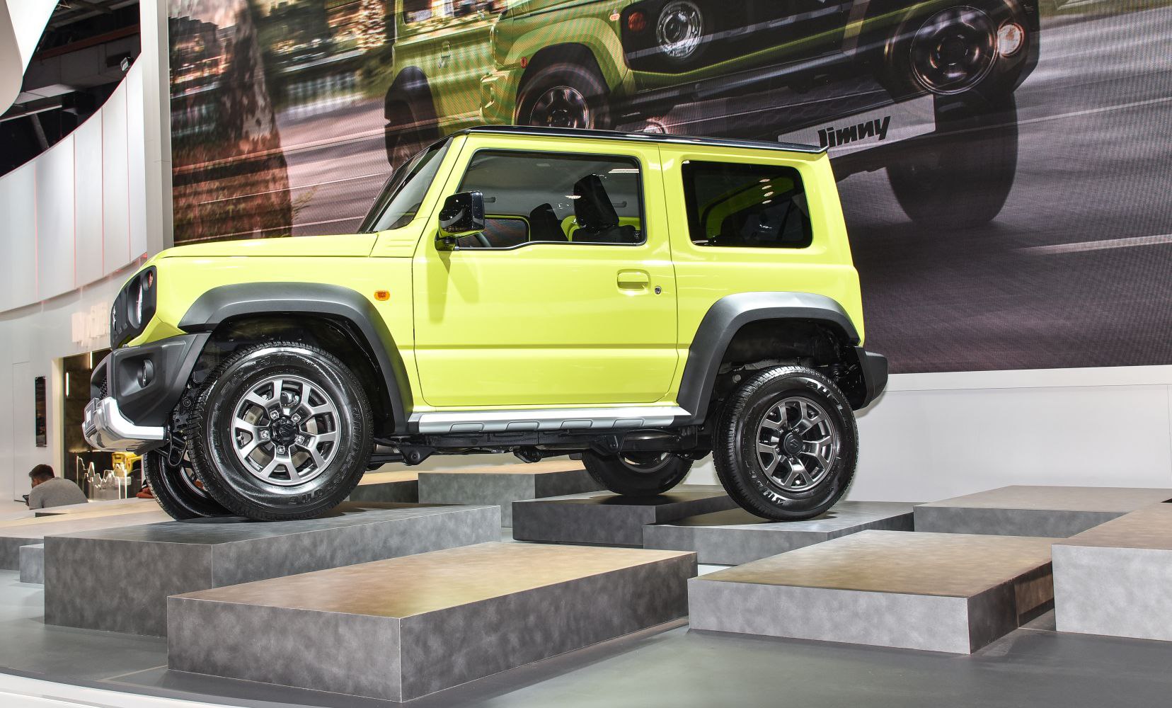 Compact off-road SUV with boxy shape and high ground clearance