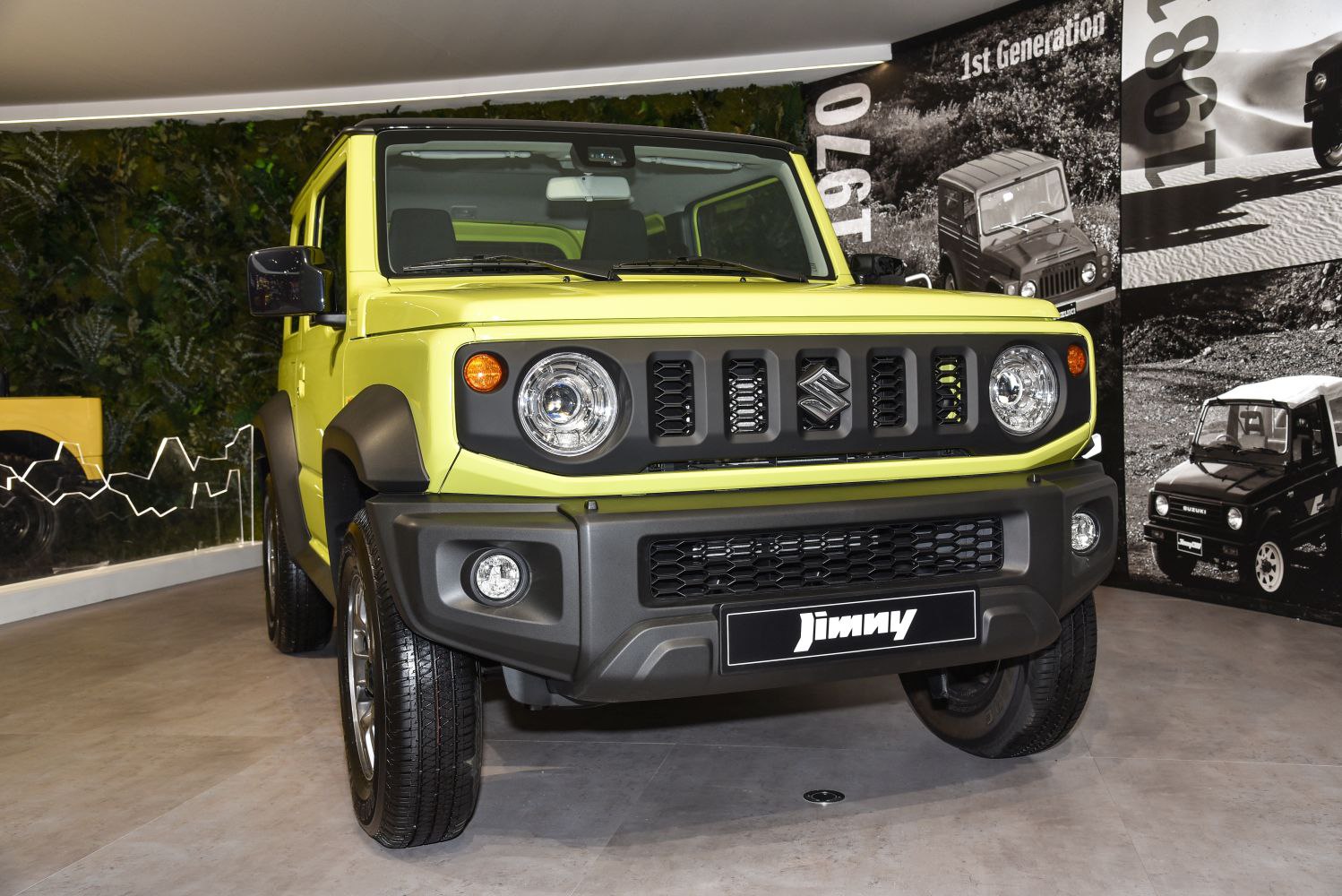 Front view with round headlights and rugged grille