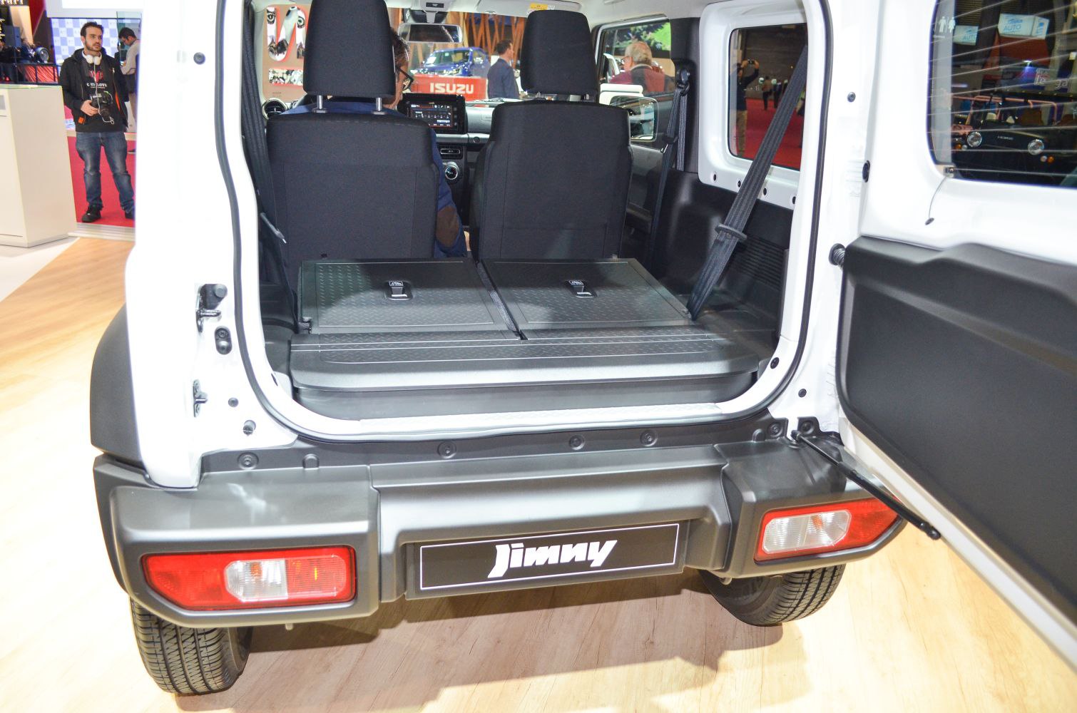Folded rear seats and rear cargo space in compact SUV interior