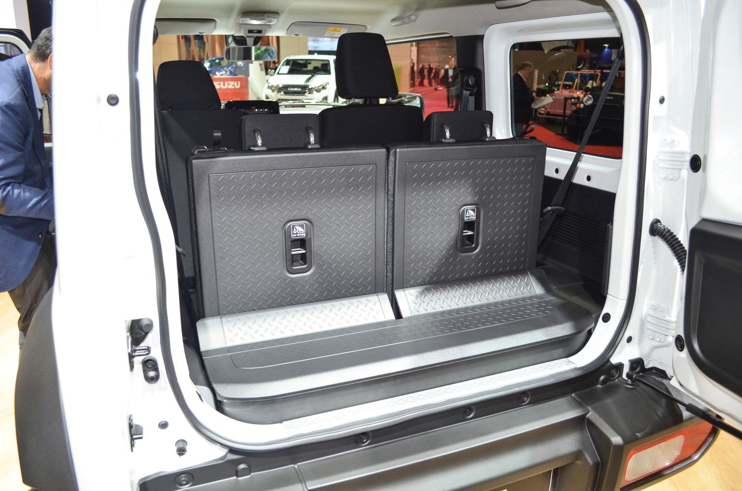 Folded rear seats in SUV cargo space