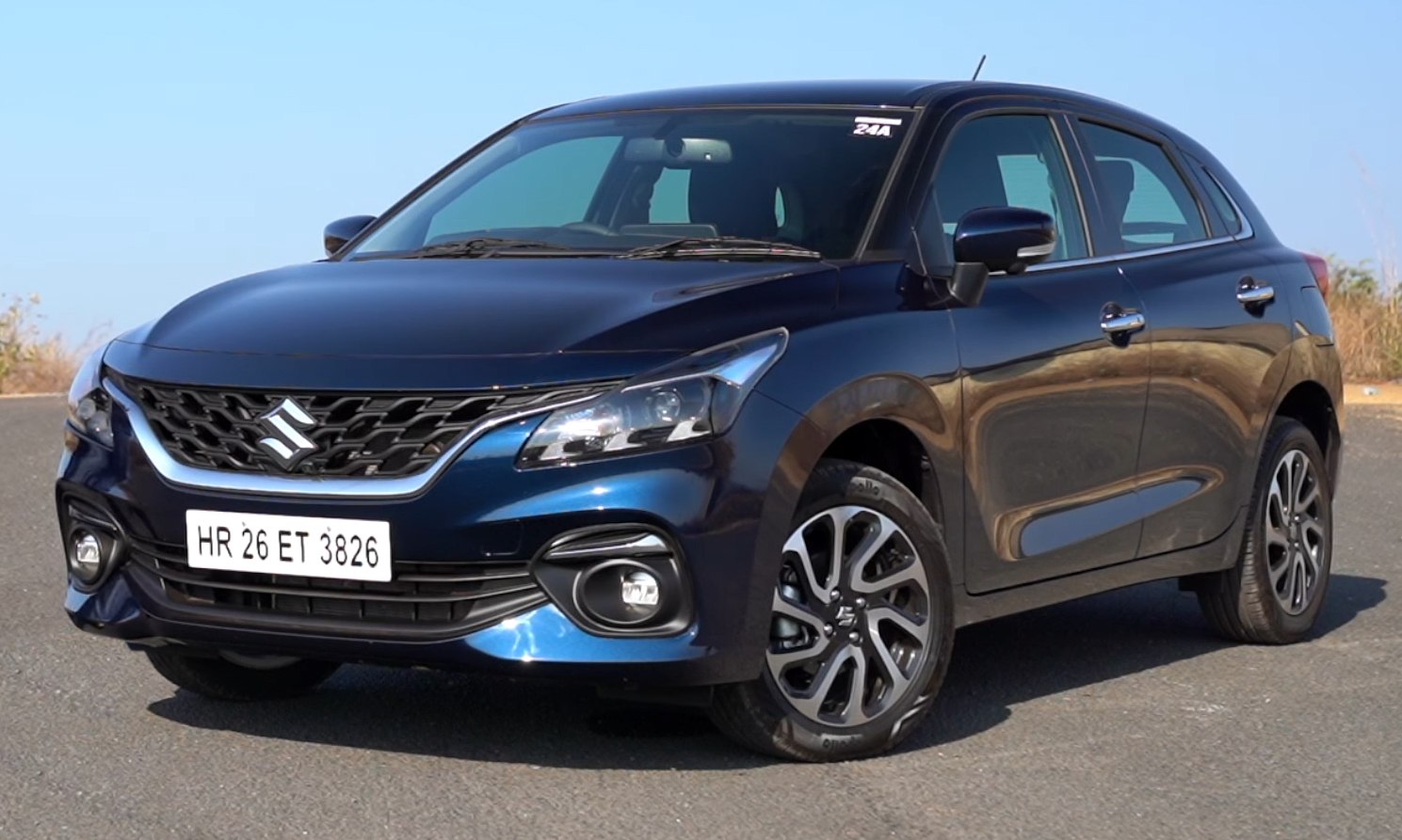 Distinctive front grille and sleek LED headlights on a compact hatchback