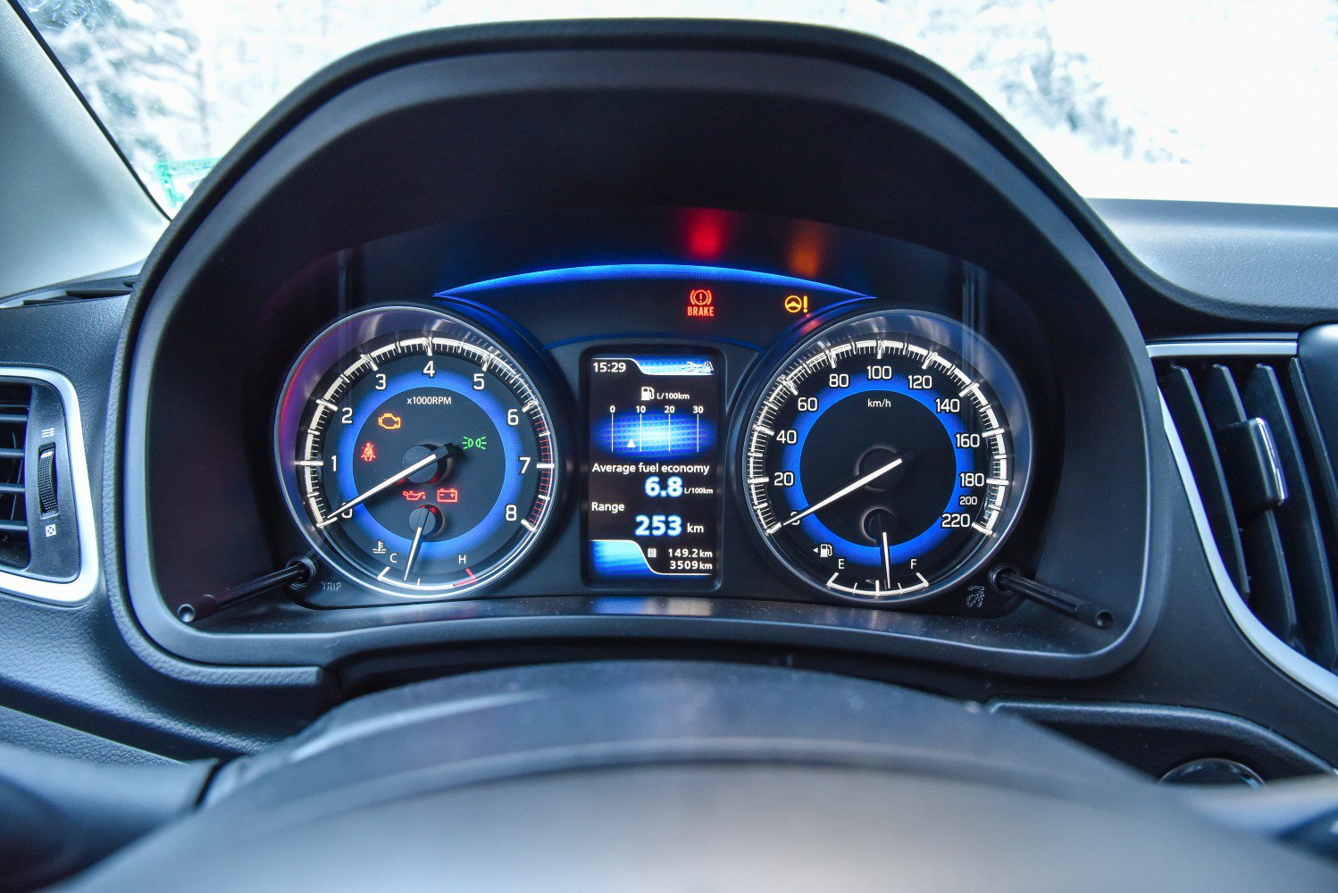 Instrument cluster and dashboard gauges with digital display