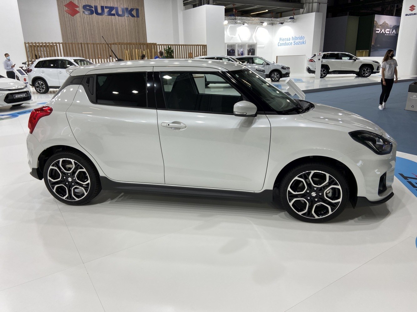 Side profile of sleek hatchback with alloy wheels
