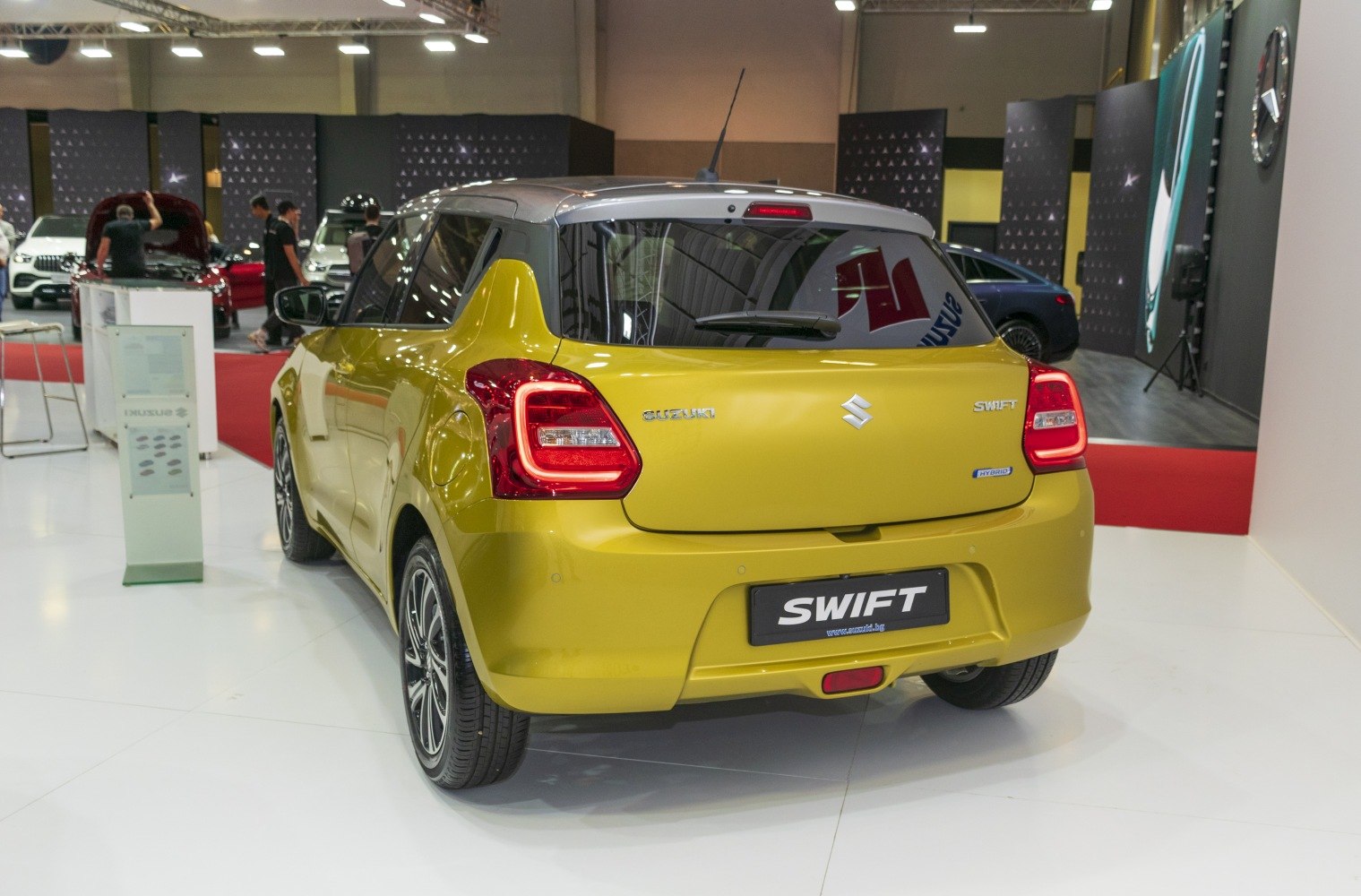 Rear hatchback with LED taillights and hybrid badge