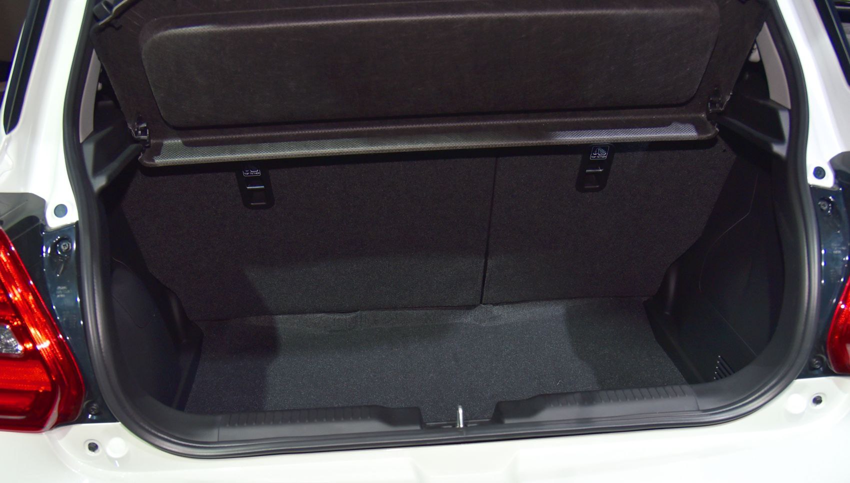 Compact hatchback trunk interior with practical storage space
