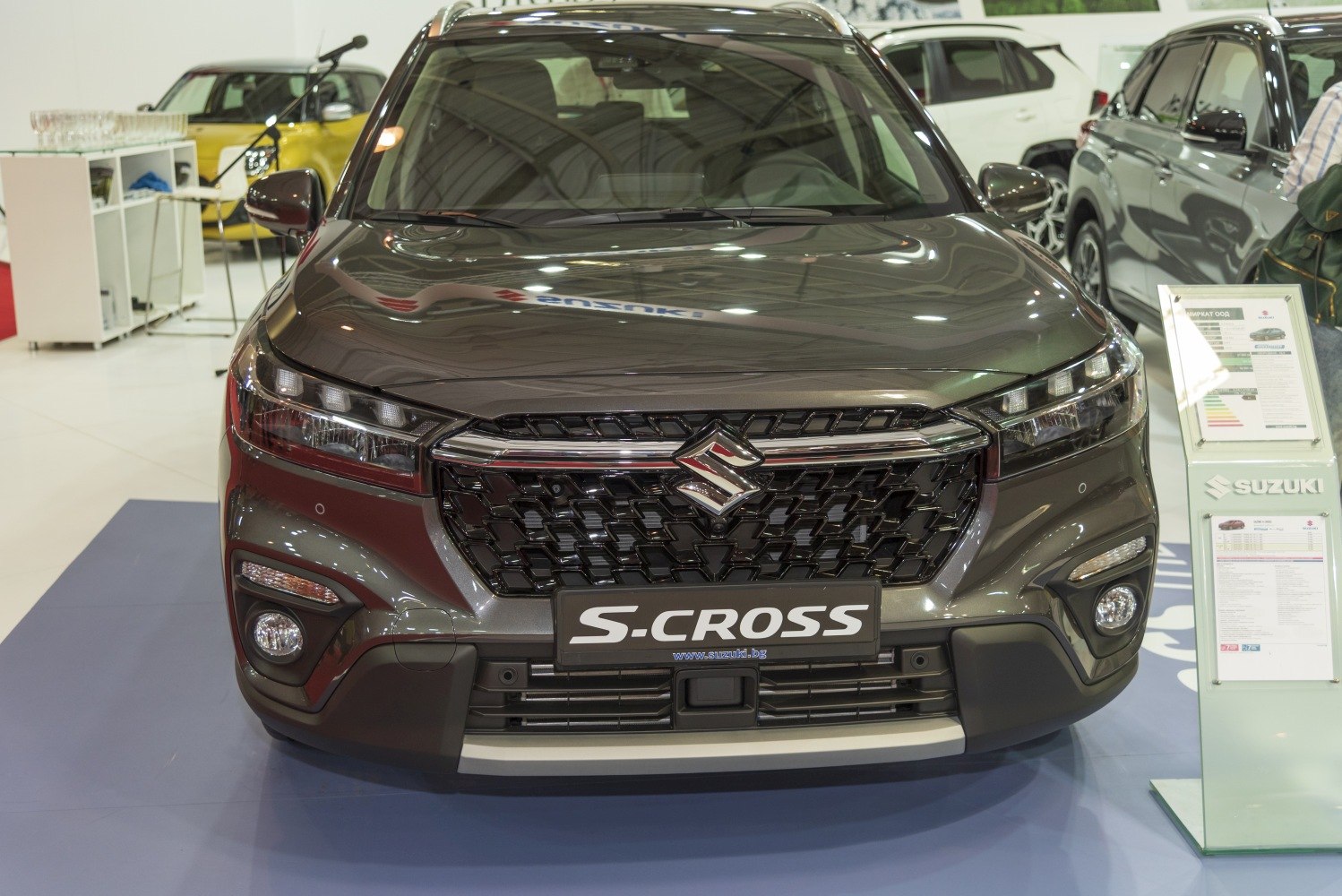 Front grille and LED headlights of a modern SUV